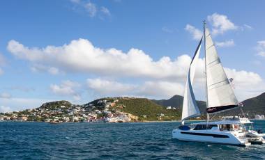 Moorings 5000 under sail in St Martin