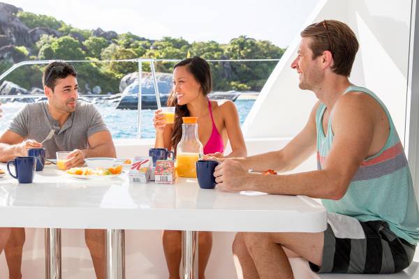 Four people having lunch